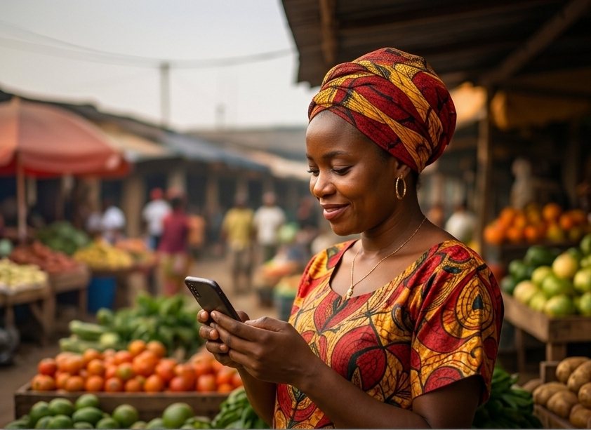 Mulher angolana num mercado de Luanda